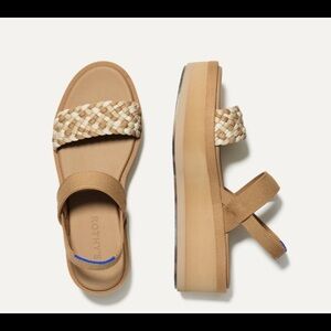 Rothy’s Lightweight Wedge Sandal Beach Sand Tan Woven Strap Women’s 10.5